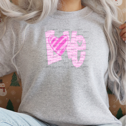 Love Wavy Letter PNG – Pink Valentine Craft Design