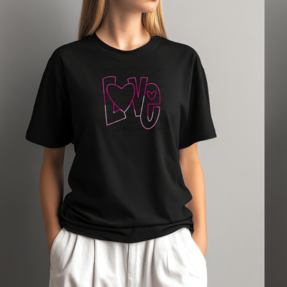 Love Outline Heart PNG - Pink Neon Line Art Design