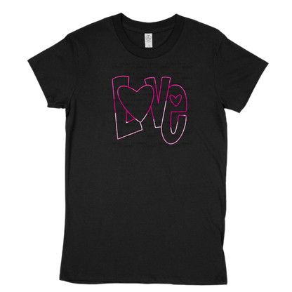 Love Outline Heart PNG - Pink Neon Line Art Design