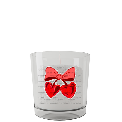 Red Heart Cherries PNG with Bow String Glitter Outline Design
