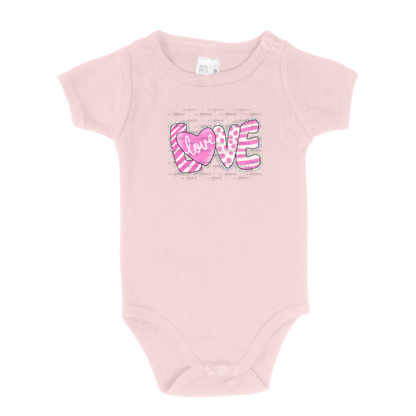 Glitter Outline Love Word PNG with Heart – Pink Mixed Pattern Design