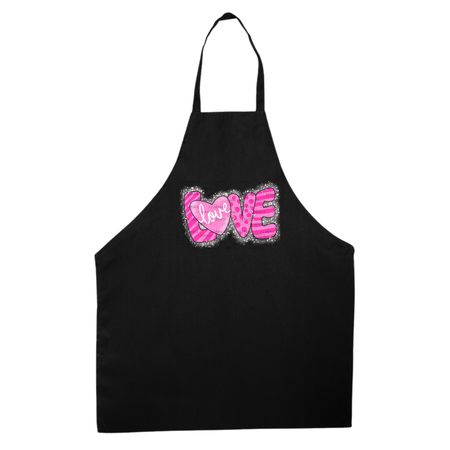 Dark Pink Patterned Love Letterng with Silver Splatter Background PNG