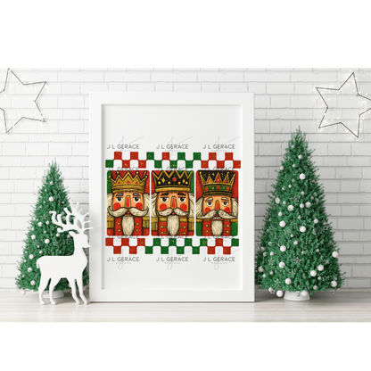 Nutcracker Trio PNG Clipart – Vintage Christmas Art