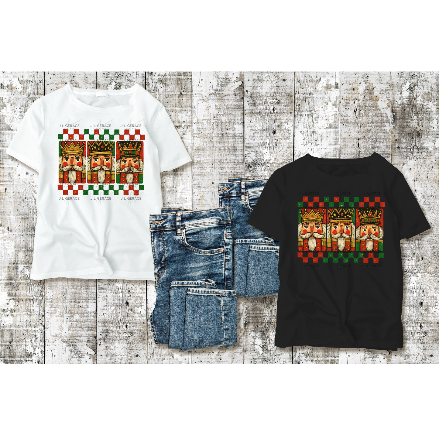 Nutcracker Trio PNG Clipart – Vintage Christmas Art