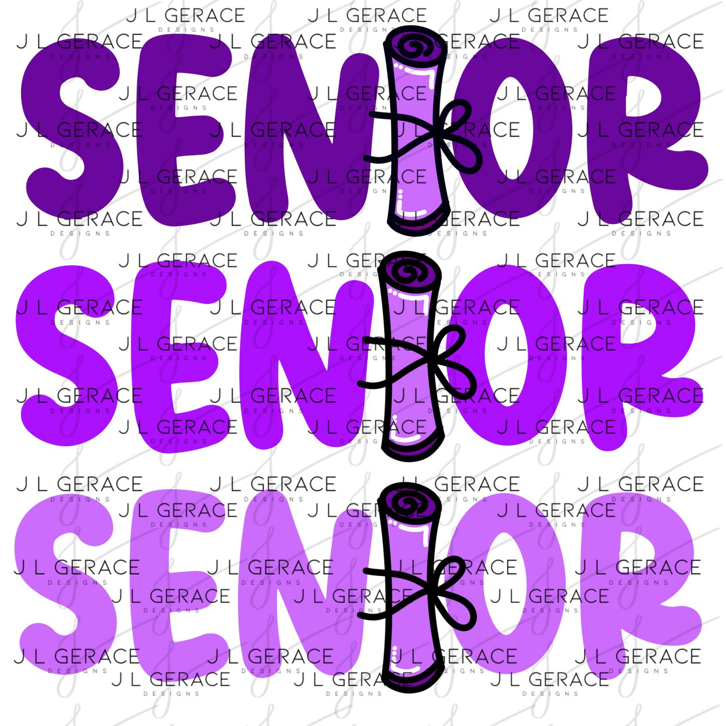 Senior PNG – Purple Diploma Graduation Lettering Design