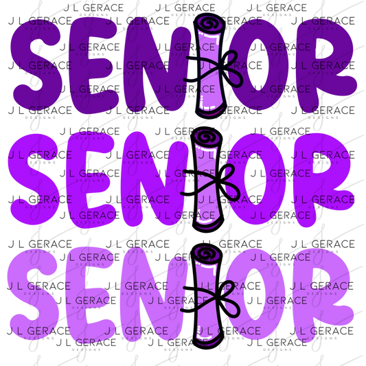 Senior PNG – Purple Diploma Graduation Lettering Design