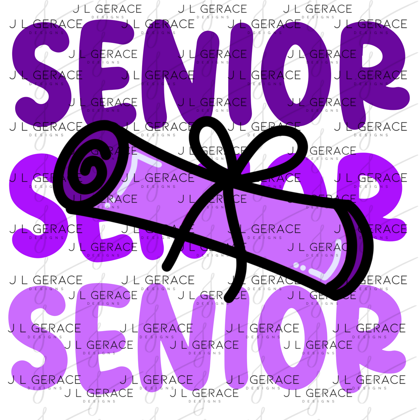 Senior PNG – Purple Diploma Graduation Lettering Design