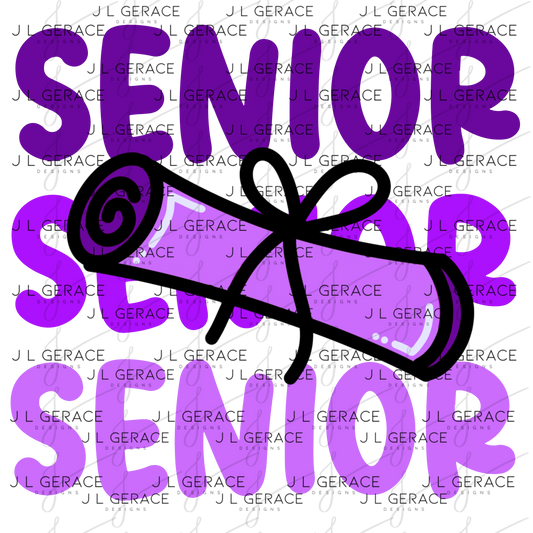 Senior PNG – Purple Diploma Graduation Lettering Design