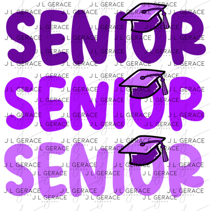 Senior PNG – Purple Graduation Cap Lettering Design