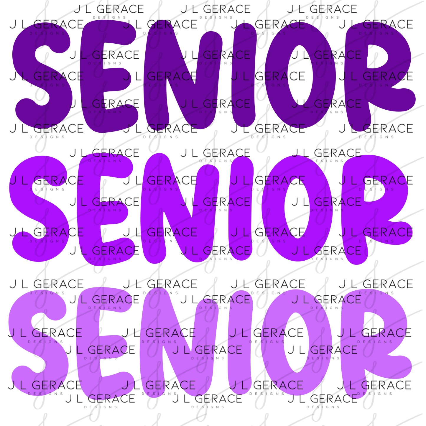 Senior PNG – Purple Gradient Graduation Lettering Design
