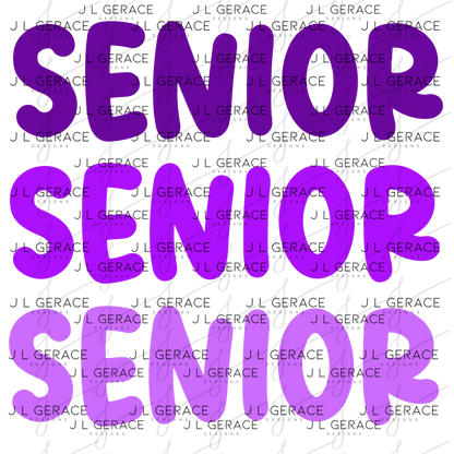 Senior PNG – Purple Gradient Graduation Lettering Design