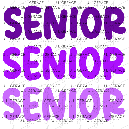 Senior PNG – Purple Gradient Graduation Lettering Design