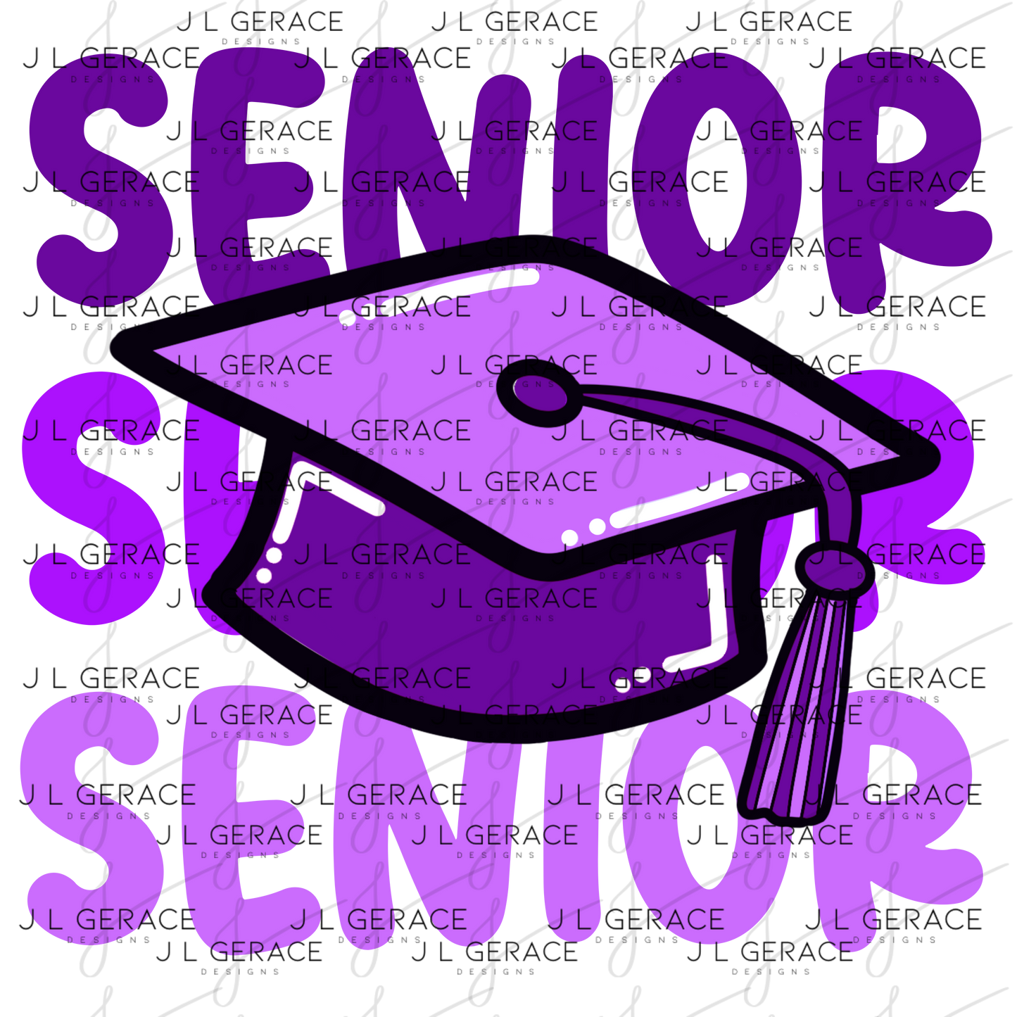 Senior PNG – Purple Graduation Cap Lettering Design