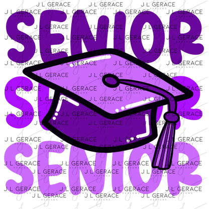 Senior PNG – Purple Graduation Cap Lettering Design