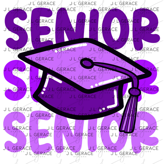 Senior PNG – Purple Graduation Cap Lettering Design