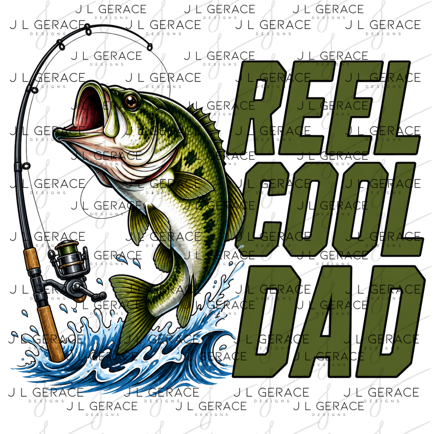 Reel Cool Dad PNG – Bass Fishing Sublimation Design