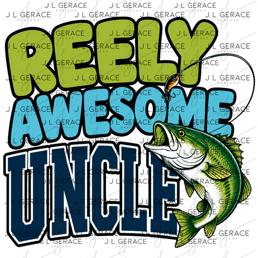 Reely Awesome Uncle PNG – Bass Fishing Sublimation Design