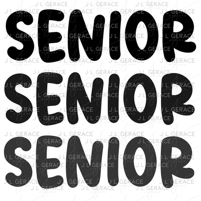 Senior PNG – Bold Black Graduation Lettering Design