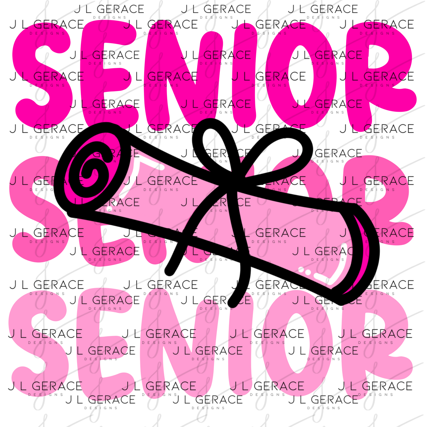 Senior PNG – Pink Diploma Graduation Lettering Design