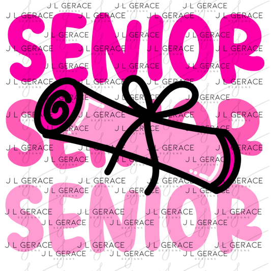 Senior PNG – Pink Diploma Graduation Lettering Design