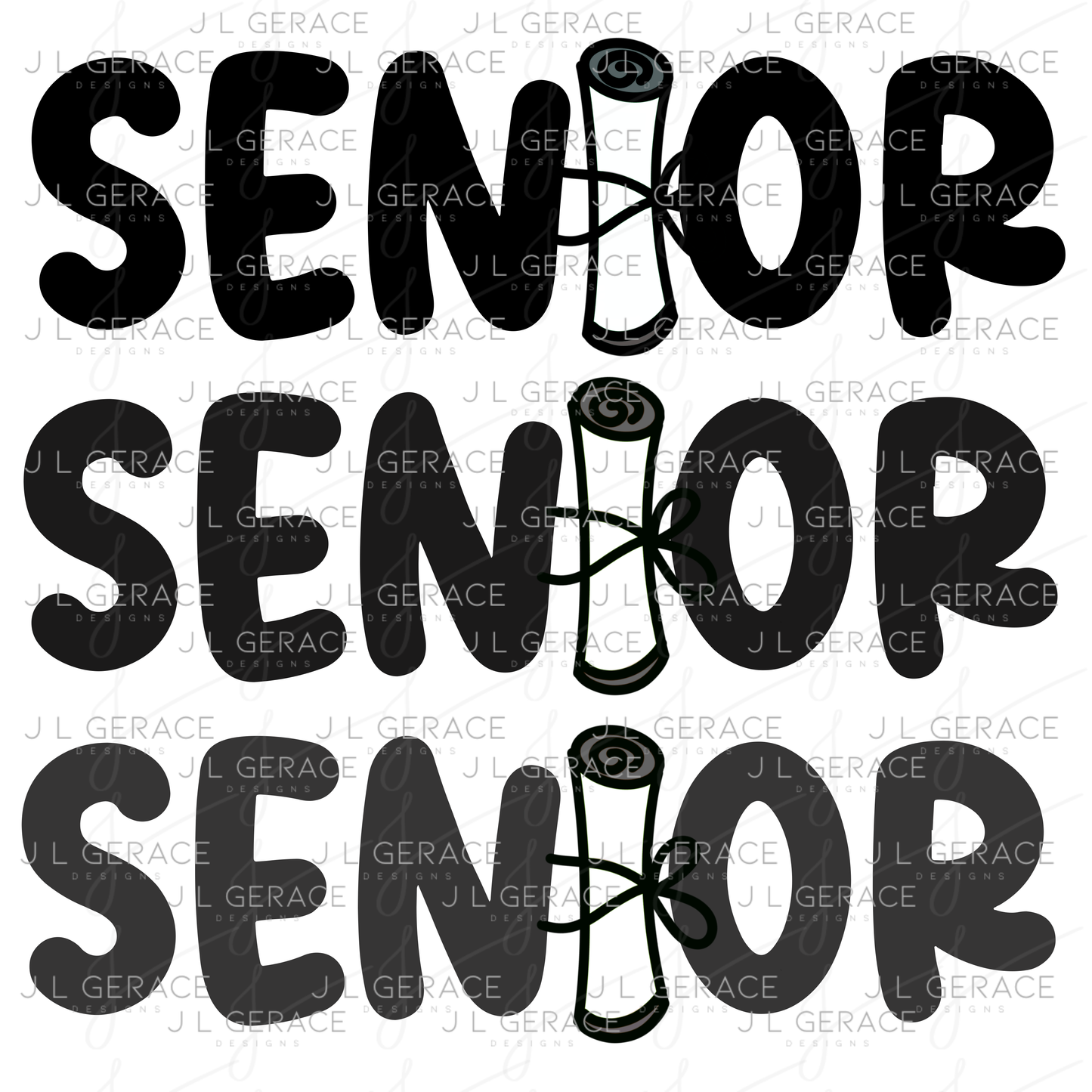 Senior PNG – Black Diploma Letter Graduation Design