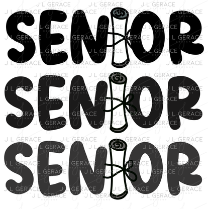 Senior PNG – Black Diploma Letter Graduation Design