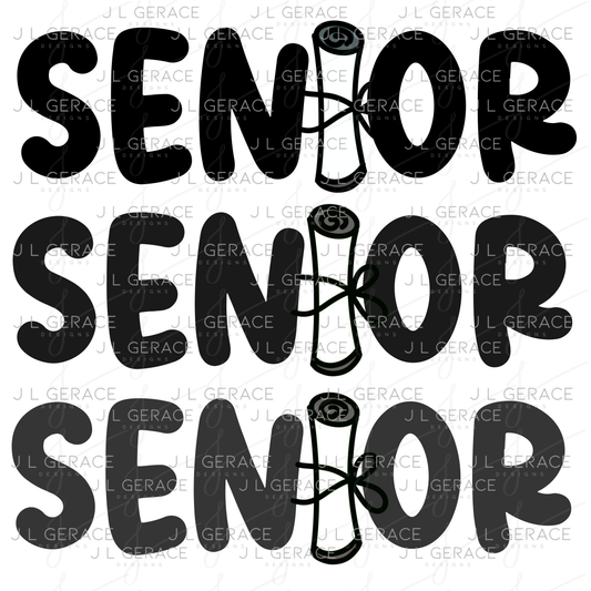 Senior PNG – Black Diploma Letter Graduation Design