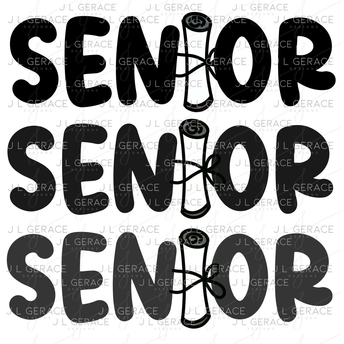 Senior PNG – Black Diploma Letter Graduation Design
