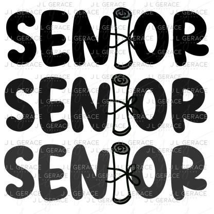 Senior PNG – Black Diploma Letter Graduation Design