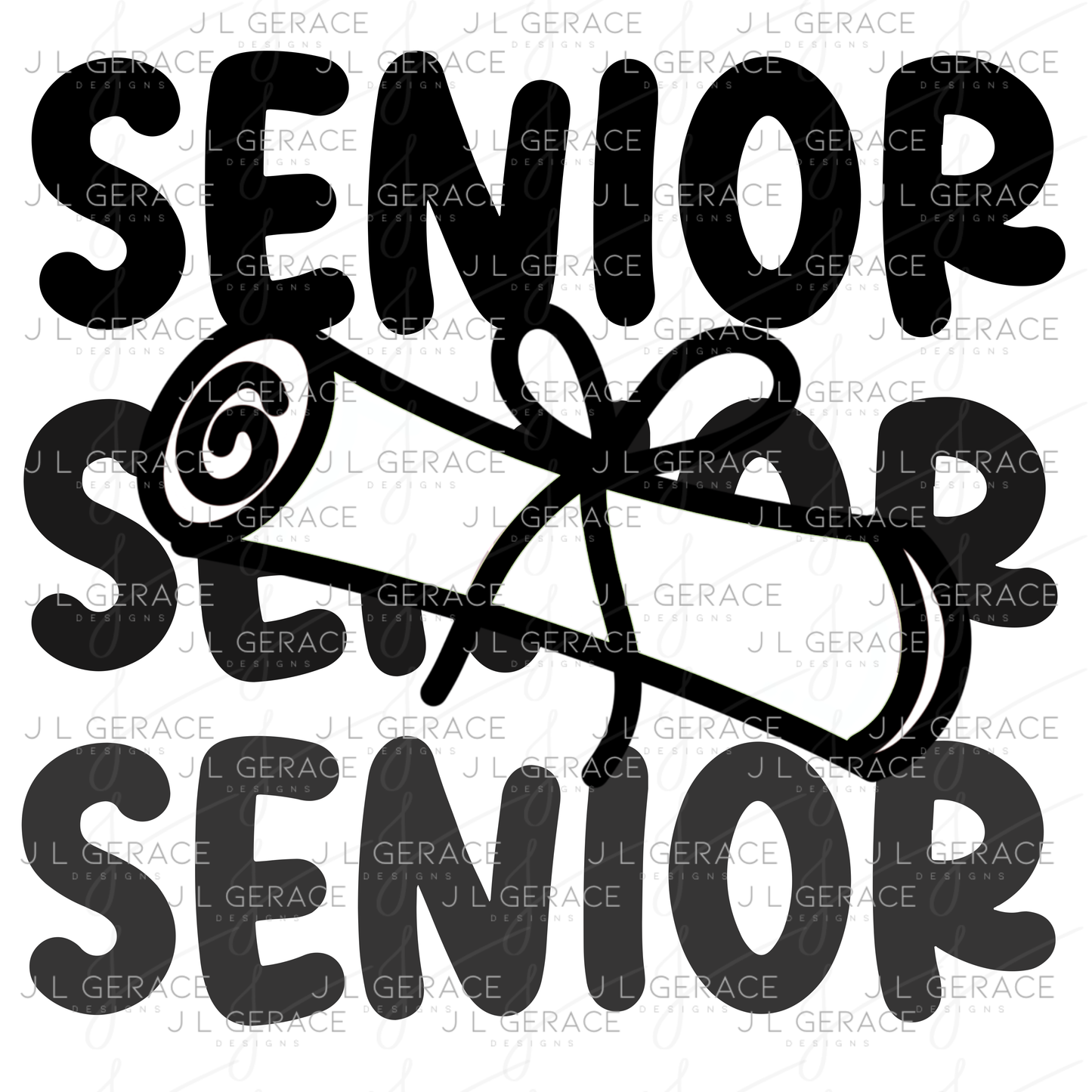 Senior PNG – Black Diploma Graduation Lettering Design