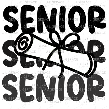 Senior PNG – Black Diploma Graduation Lettering Design