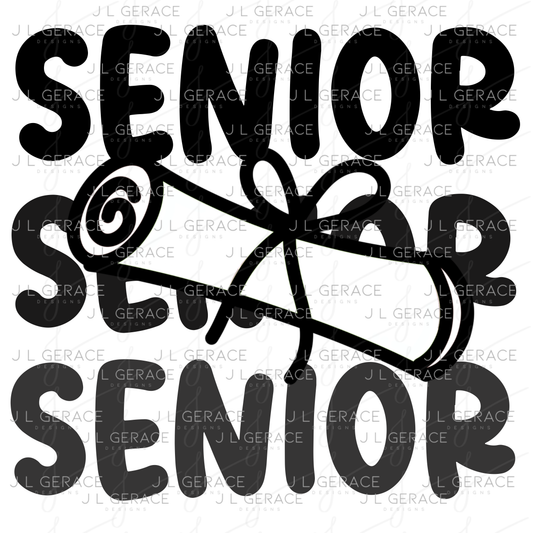 Senior PNG – Black Diploma Graduation Lettering Design