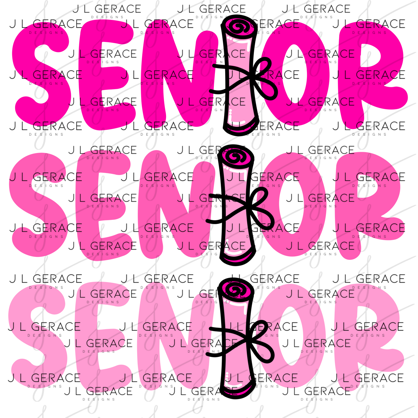 Senior PNG – Pink Diploma Graduation Lettering Design