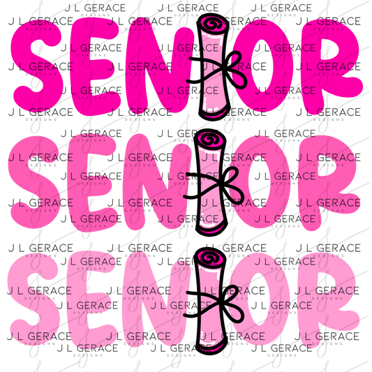 Senior PNG – Pink Diploma Graduation Lettering Design