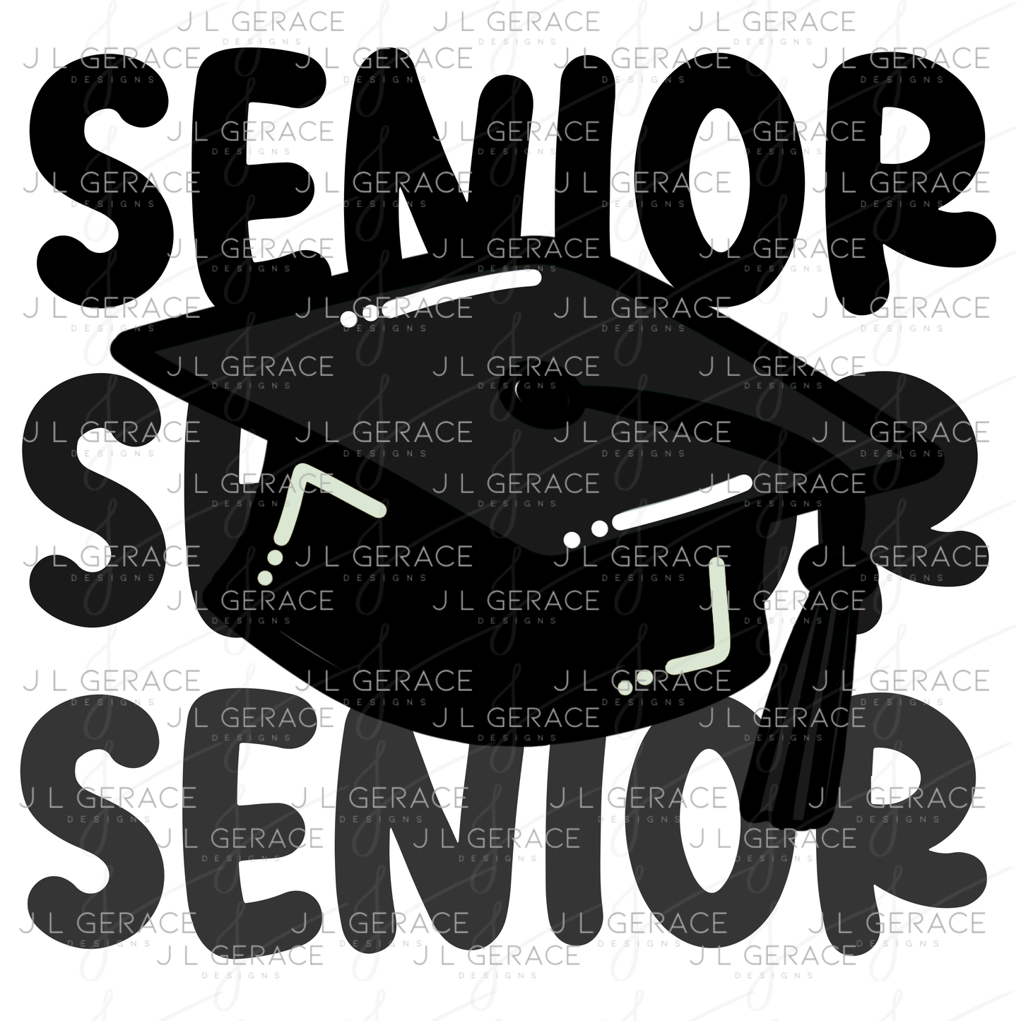 Senior PNG – Black Graduation Cap Lettering Design