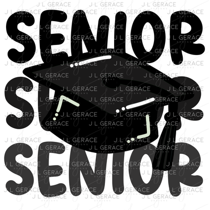 Senior PNG – Black Graduation Cap Lettering Design
