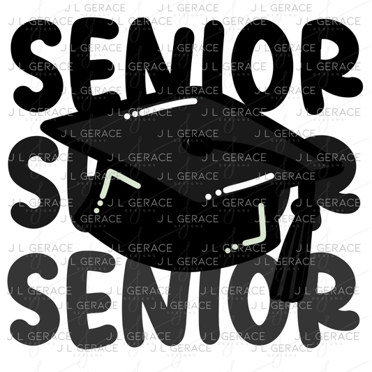 Senior PNG – Black Graduation Cap Lettering Design