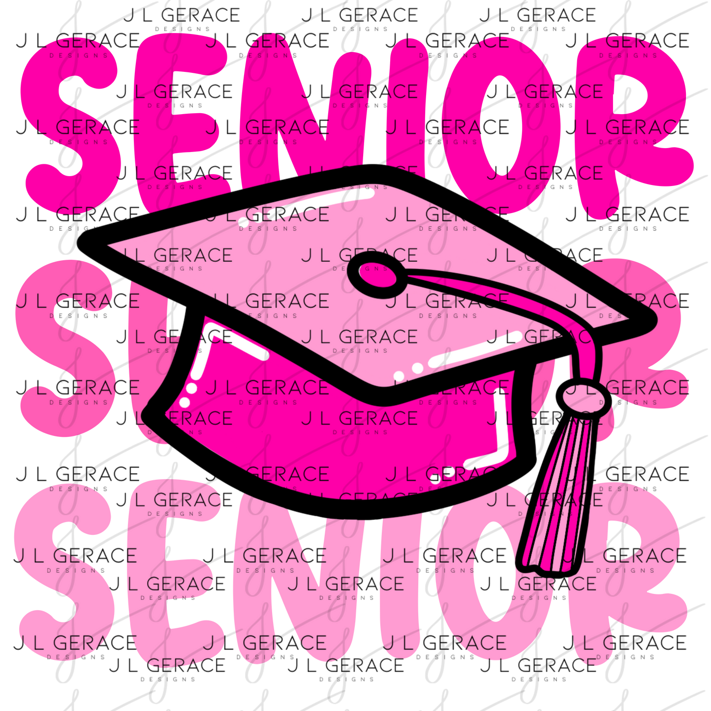 Senior PNG – Pink Graduation Cap Lettering Design