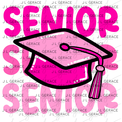 Senior PNG – Pink Graduation Cap Lettering Design