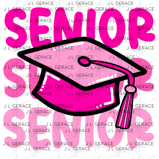 Senior PNG – Pink Graduation Cap Lettering Design