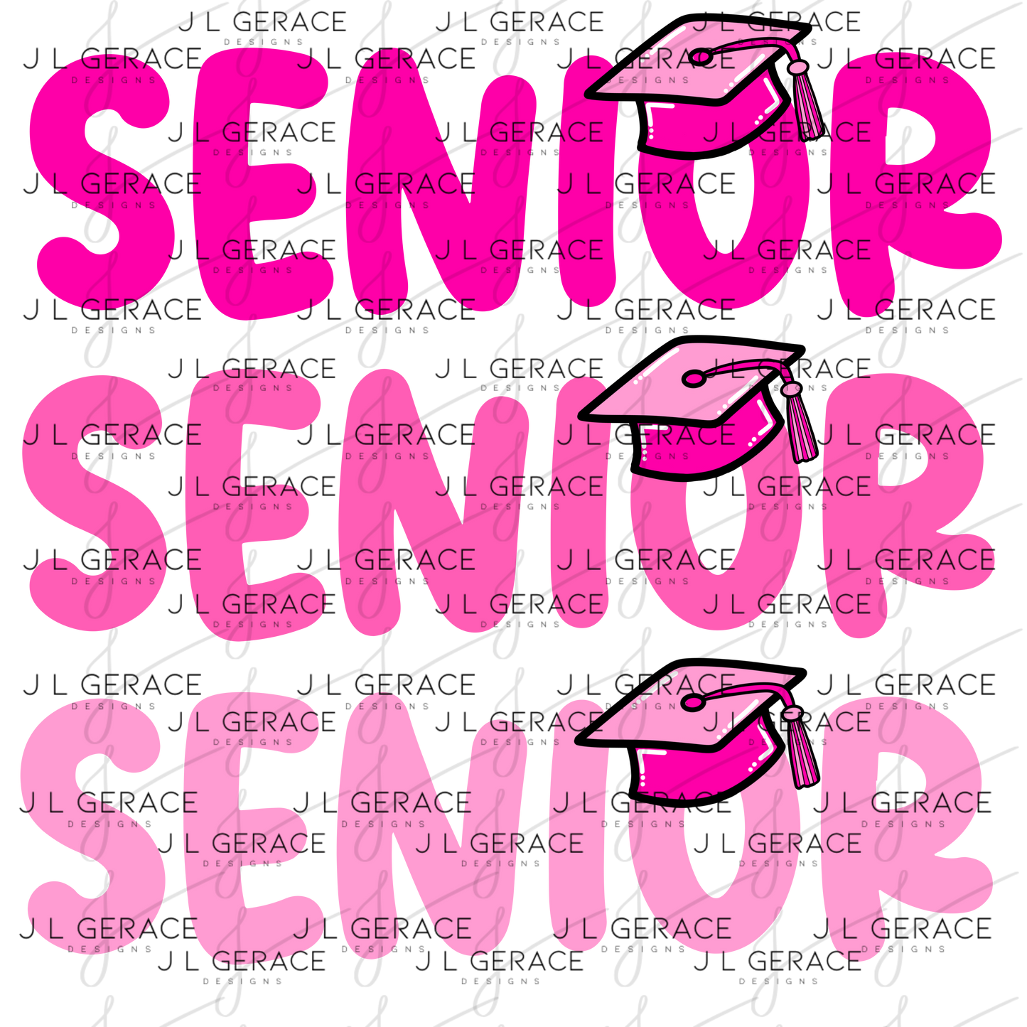 Senior PNG – Pink Graduation Cap Lettering Design