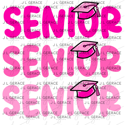 Senior PNG – Pink Graduation Cap Lettering Design