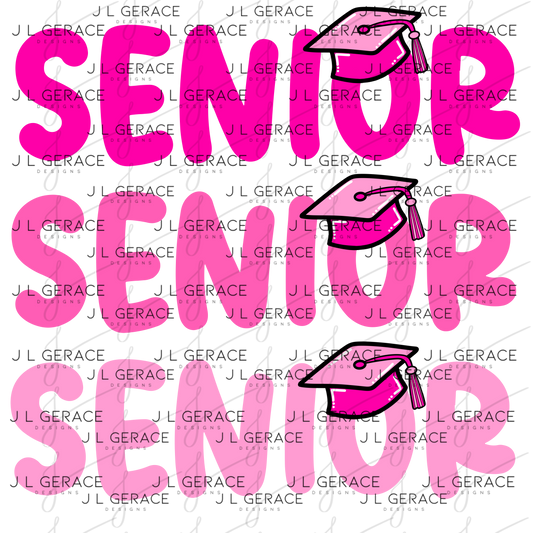 Senior PNG – Pink Graduation Cap Lettering Design
