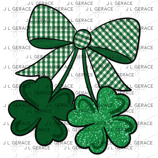 Shamrock Bow PNG St Patricks Day Clover Sublimation Digital Download