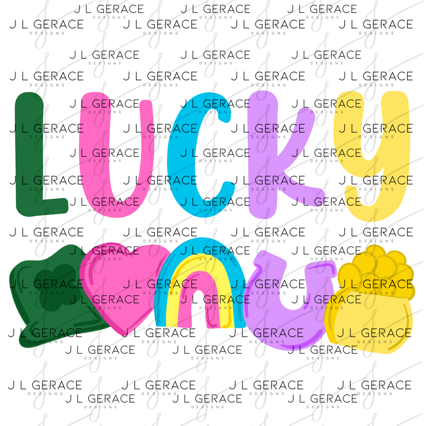 Lucky PNG, St Patrick Shirt Design, Rainbow Shamrock Sublimation PNG Download