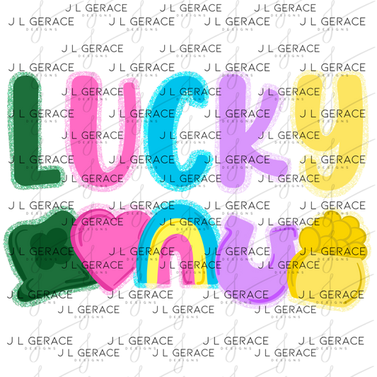 Lucky with charms - Solid Glitter Outline PNG