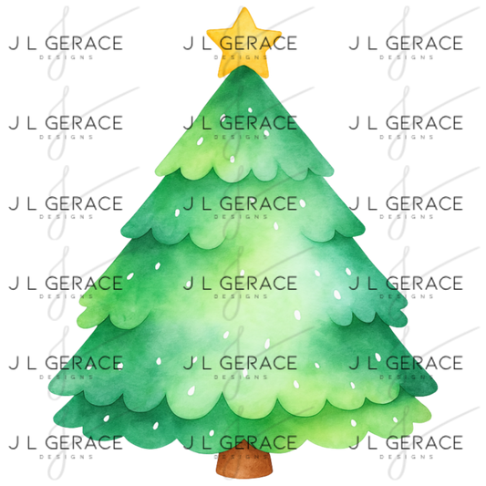 Watercolor Christmas Tree PNG