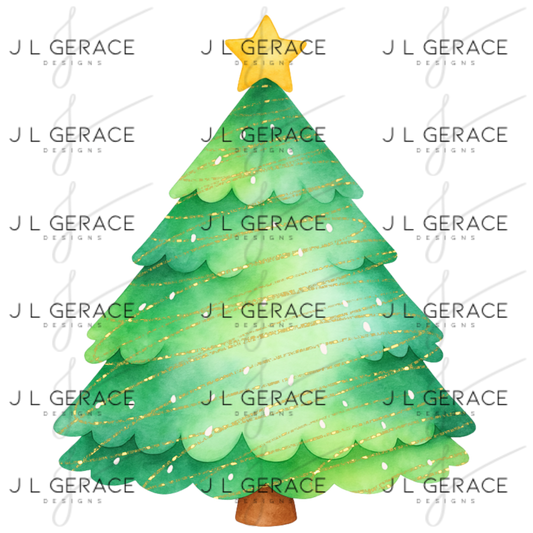 Watercolor Christmas Tree PNG