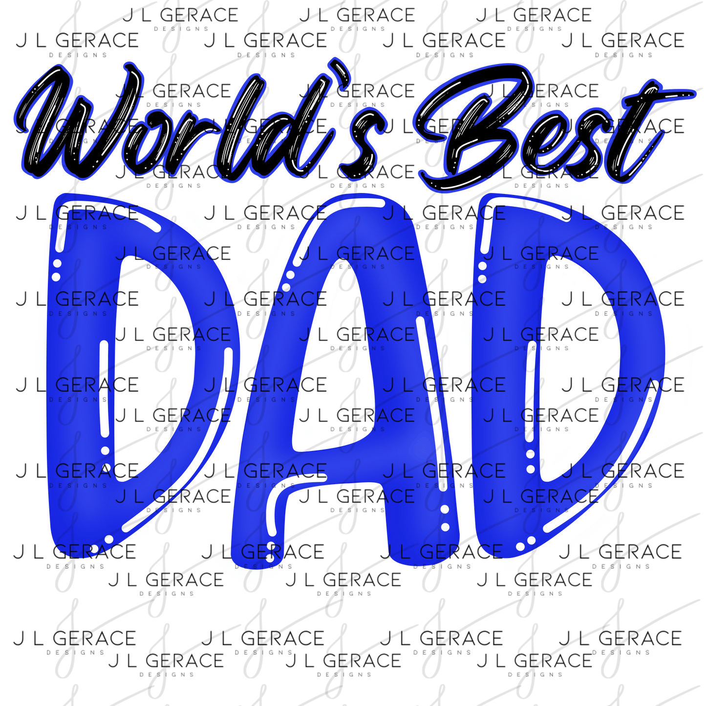 World’s Best Dad PNG – Blue Glossy Typography Design for Father’s Day