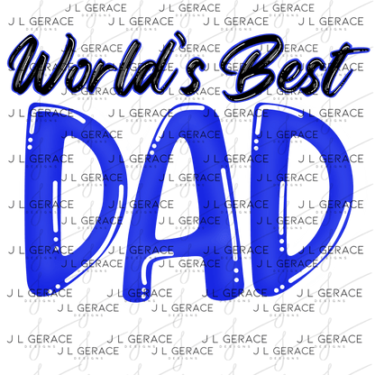 World’s Best Dad PNG – Blue Glossy Typography Design for Father’s Day